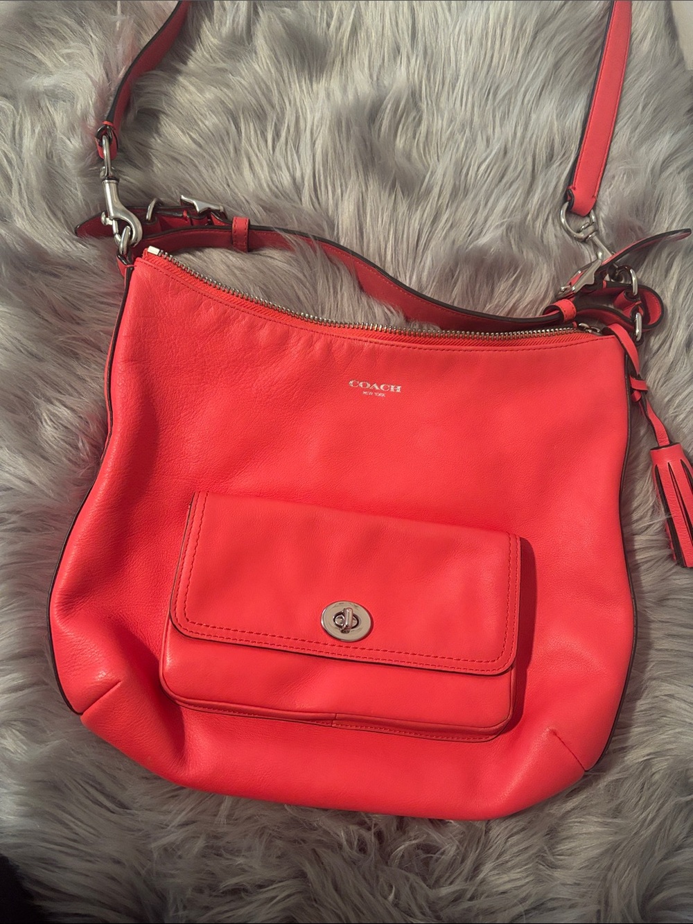 Coach Leather Shoulder Bag with Front Pocket
